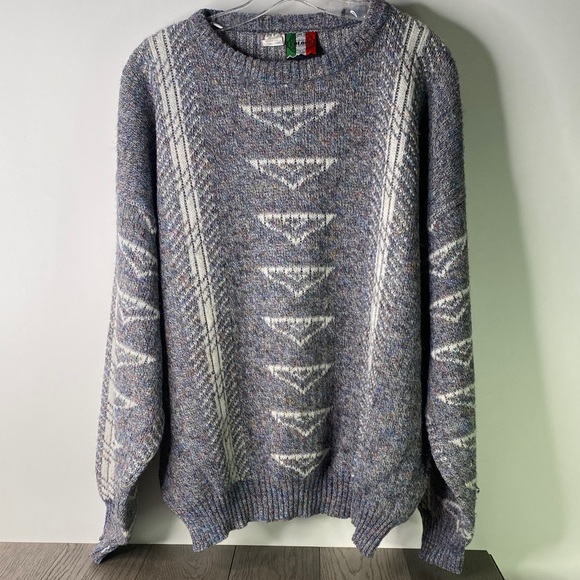 Vintage Wool Blend Men's Size XL Crewneck Sweater - Gray Patterned - Picture 1 of 7